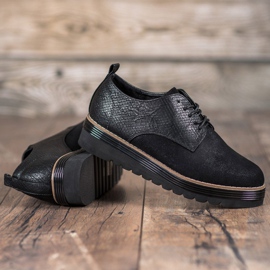 SHELOVET Schuhe auf der Plattform mit Schlangenmuster schwarz 2