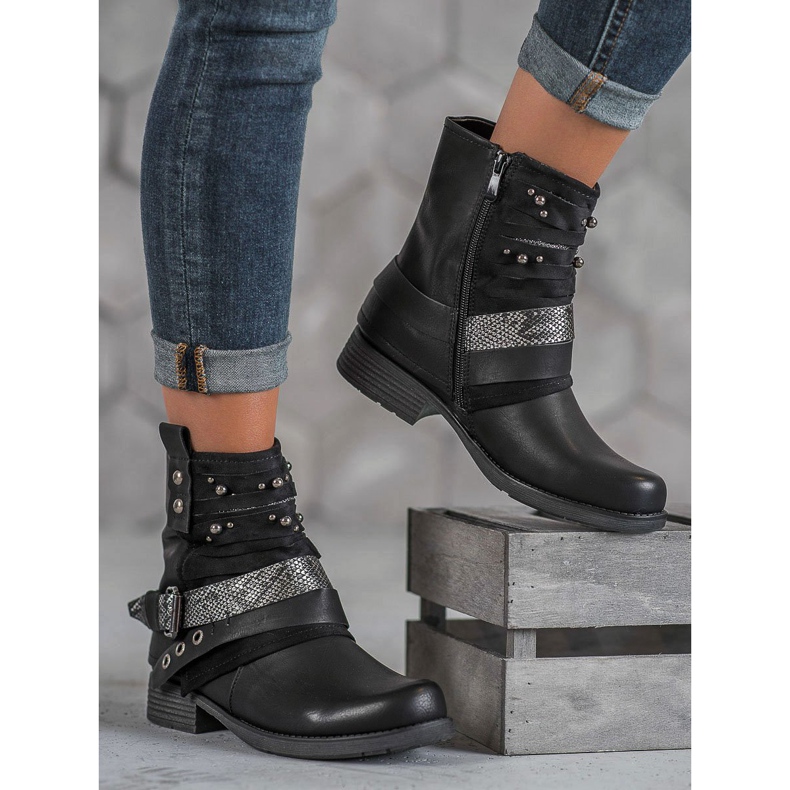 Bestelle Bikerstiefel schwarz 1