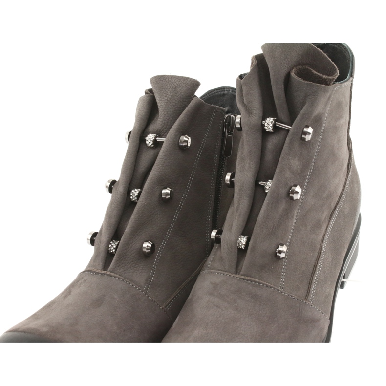 Badura Graue Stiefel mit Strasssteinen 5