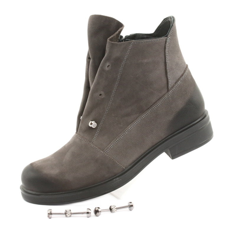 Badura Graue Stiefel mit Strasssteinen 7