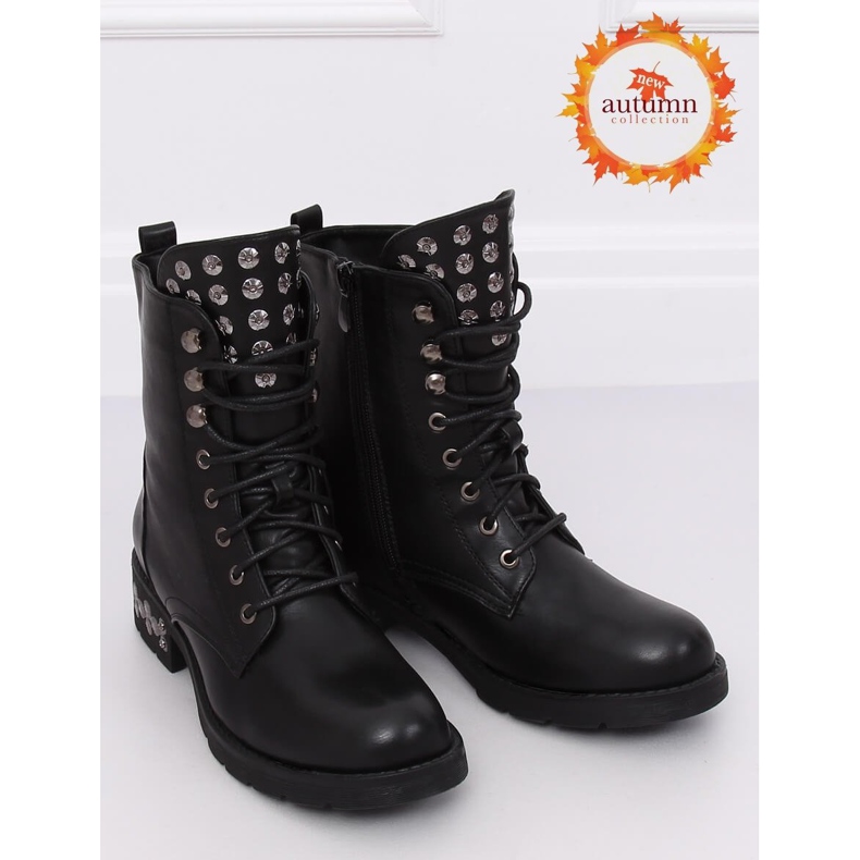 Schwarze Stiefel mit Nieten KL-599 Black 1