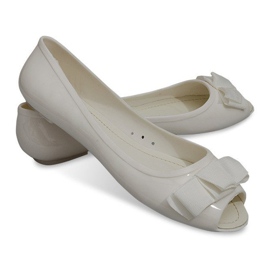 Ballerinas mit offenen Zehen Sandalen D3434 Weiß schwarz 2