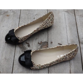 Ballerinas mit Schleife 6148 Khaki braun schwarz 1