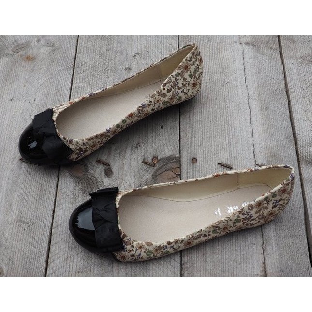 Ballerinas mit Schleife 6148 Khaki braun schwarz 1