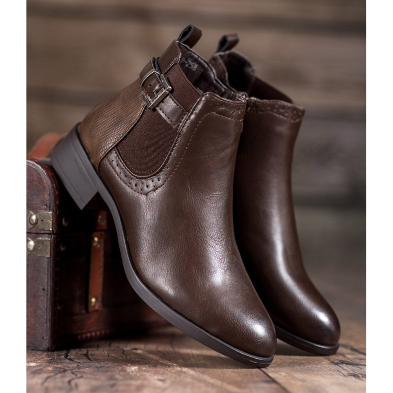 Anesia Paris Damen niedrige Stiefel braun 1