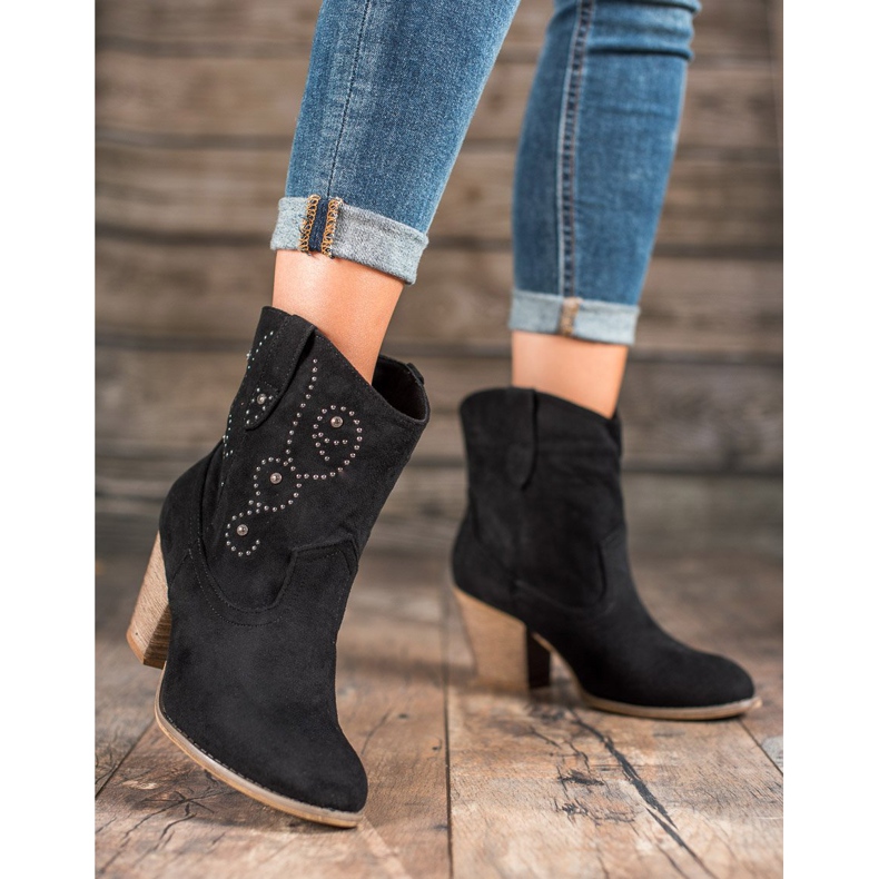 Small Swan Cowboystiefel mit hohen Absätzen schwarz 1