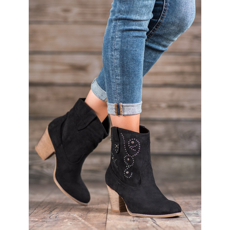 Small Swan Cowboystiefel mit hohen Absätzen schwarz 2