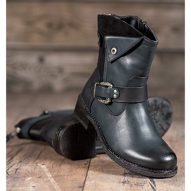 Super Me Stiefel mit dekorativer Schnalle schwarz mehrfarbig grün 1