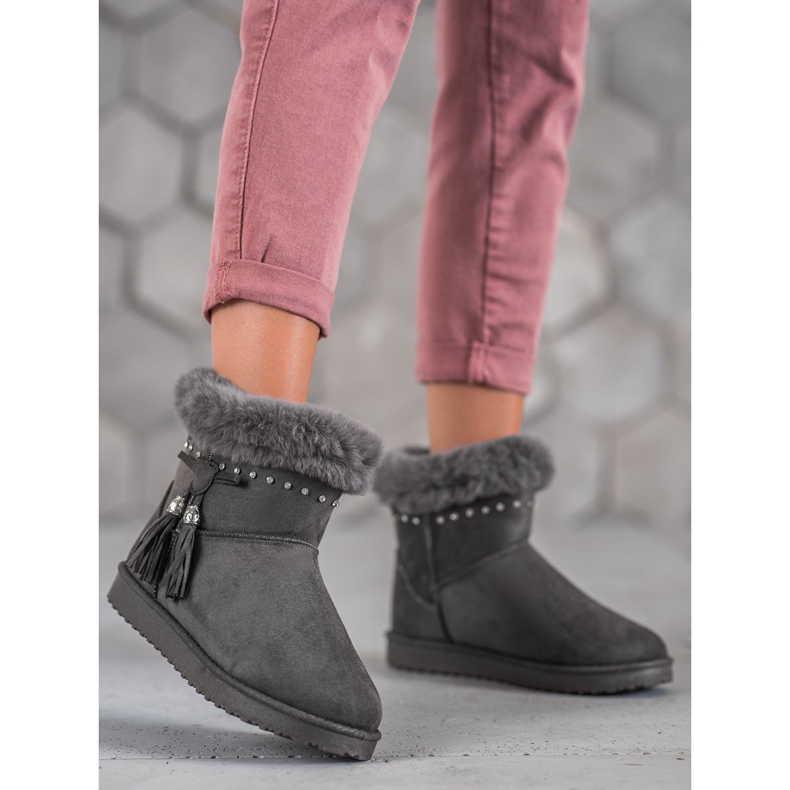 SHELOVET Mukluki mit Kristallen grau 1