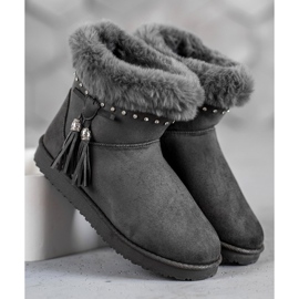 SHELOVET Mukluki mit Kristallen grau 2