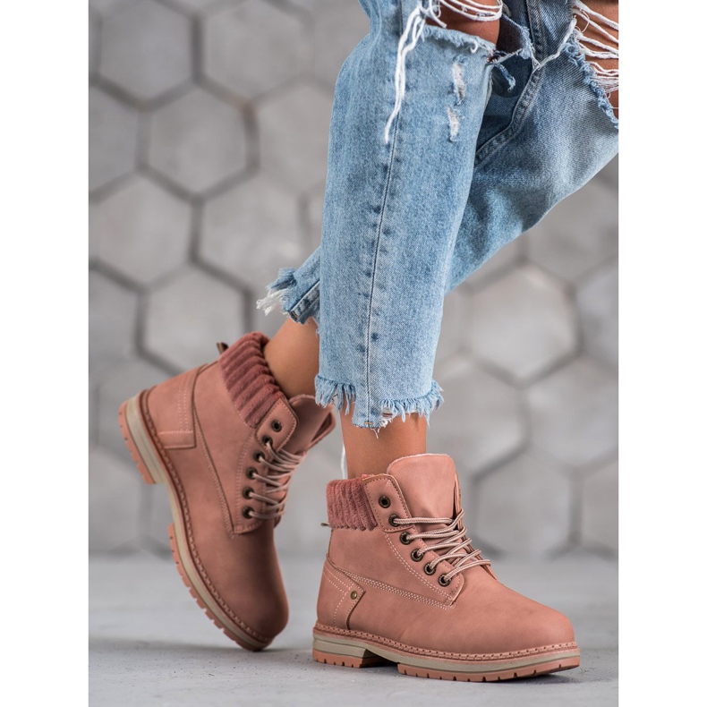 SHELOVET Modische Trapper rosa 1