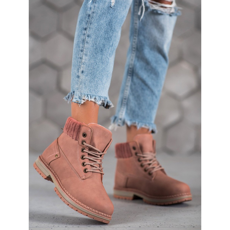 SHELOVET Modische Trapper rosa 2