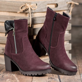 VINCEZA kastanienbraune Stiefel lila 1