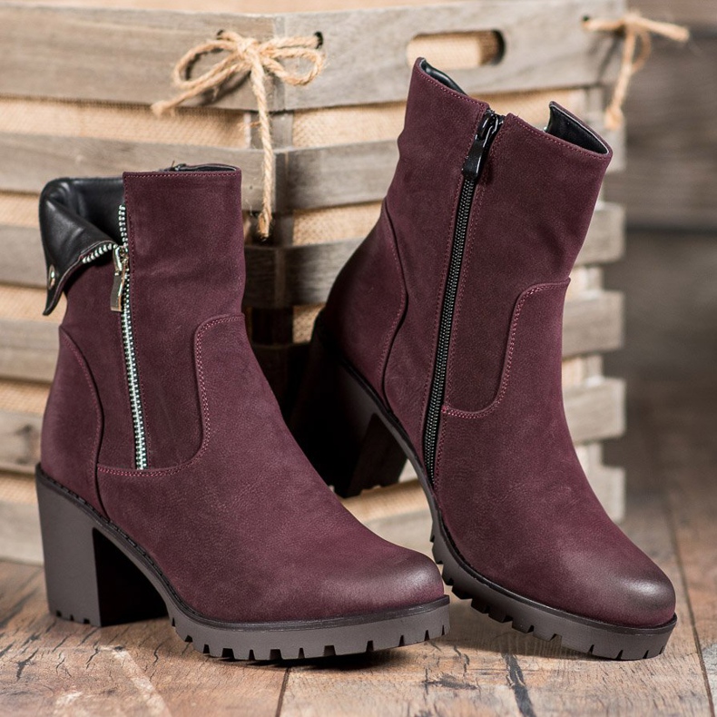 VINCEZA kastanienbraune Stiefel lila 1