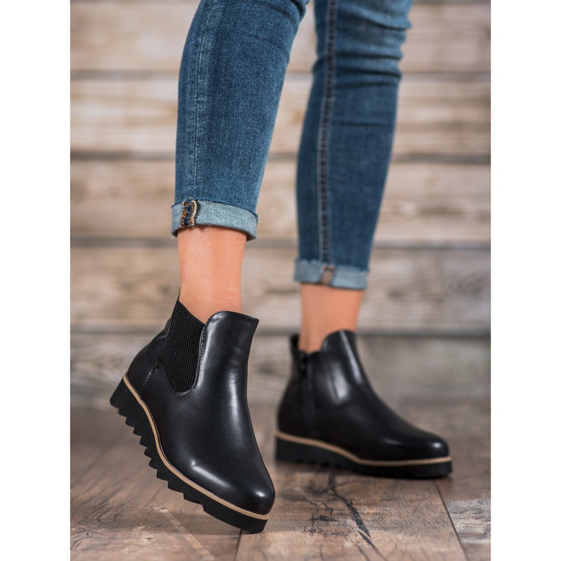 Bona Leichte Stiefel auf der Plattform schwarz 1