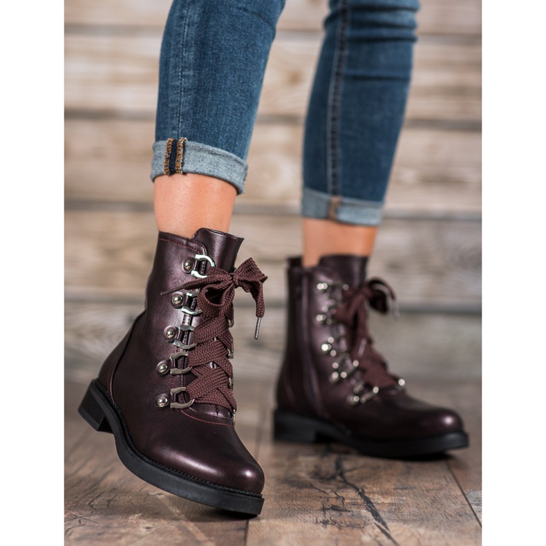 SHELOVET Schnürstiefel rot mehrfarbig 1