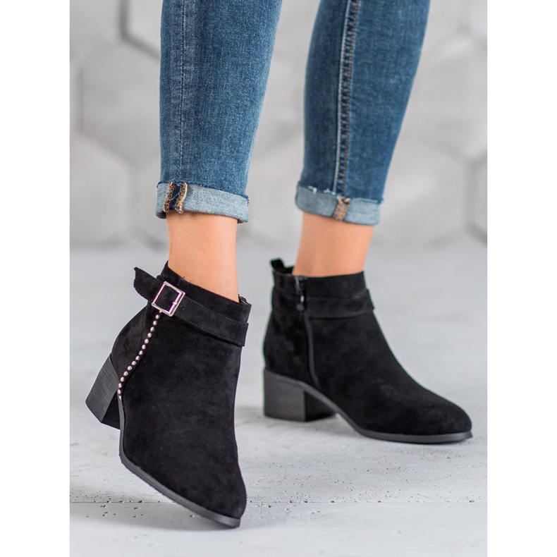 SHELOVET Stiefel mit hohen Absätzen aus Wildleder schwarz 1