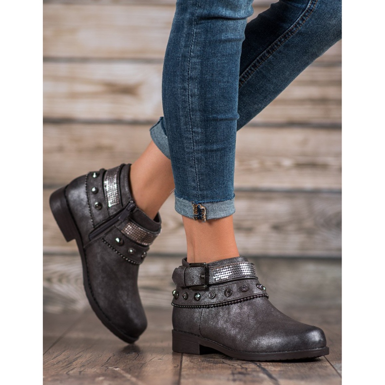 Forever Folie Stiefel mit Glitzer grau 1