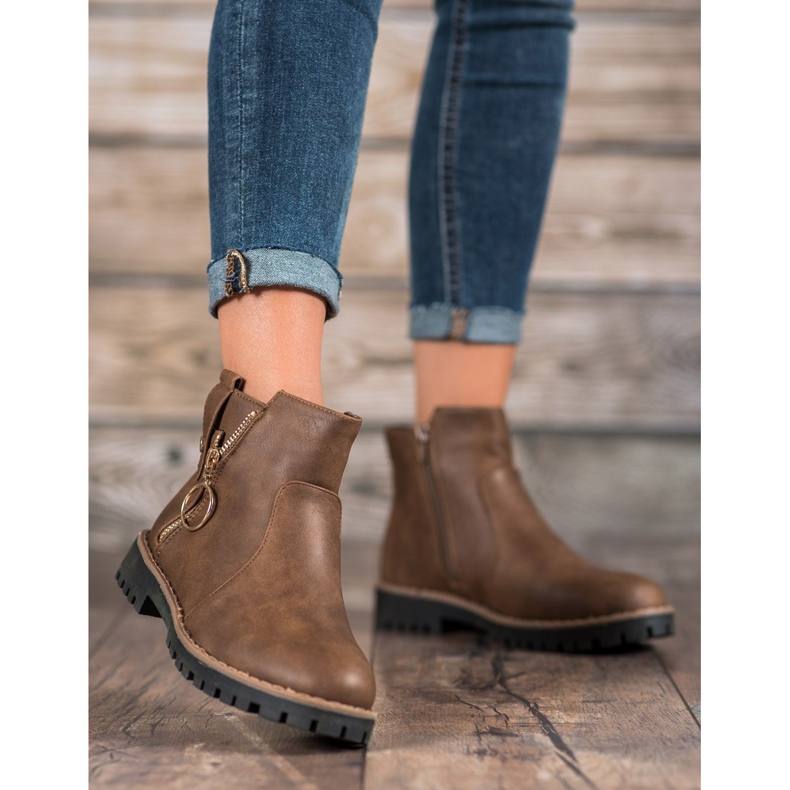 Jumex Stiefel mit dekorativem Reißverschluss braun 2