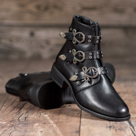 Anesia Paris Schwarze Stiefel mit Schnallen 1