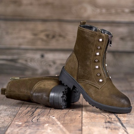 S. BARSKI Hohe Stiefel mit Perlen grün 2