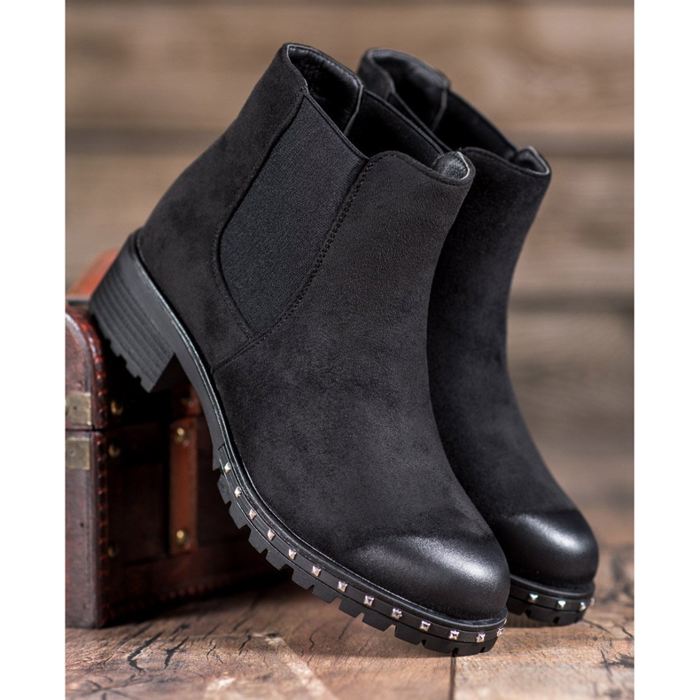 S. BARSKI Chelsea-Stiefel aus Wildleder schwarz 1
