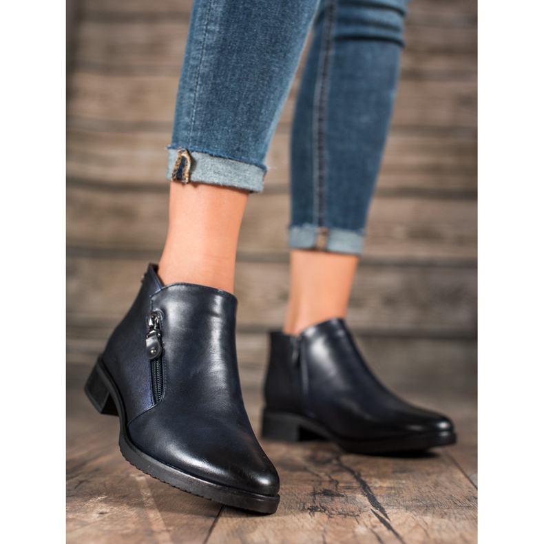 M.Daszyński Niedrige marineblaue Stiefel 2