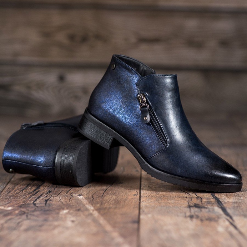 M.Daszyński Niedrige marineblaue Stiefel 1