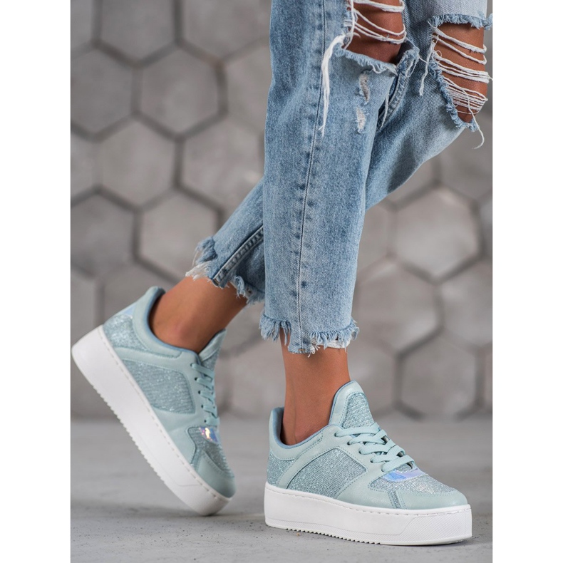 Ideal Shoes Sneakers mit Glitzer blau 2