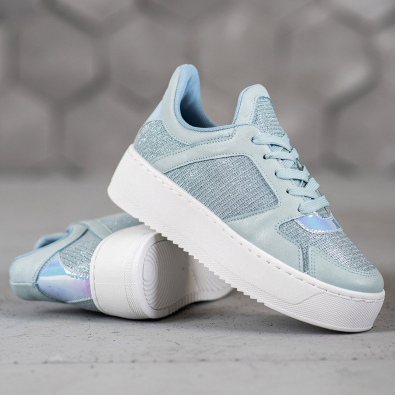 Ideal Shoes Sneakers mit Glitzer blau 1