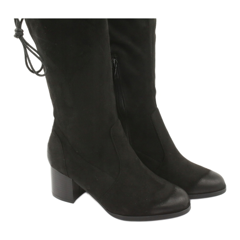 M.Daszyński Overknee-Stiefel aus schwarzem Wildleder 1715 5