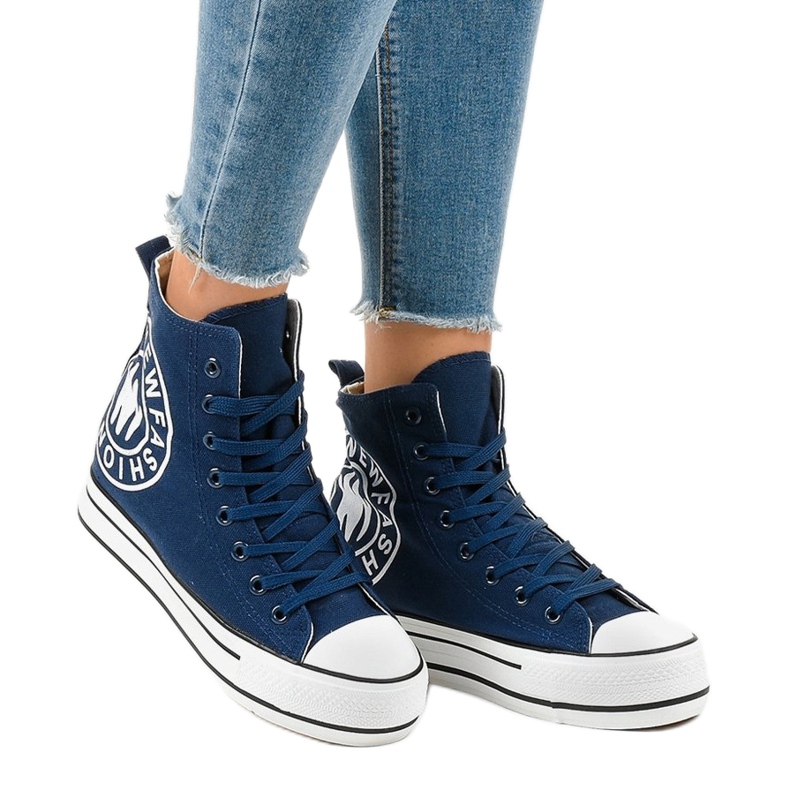 Marineblaue Keilsneaker W08 1