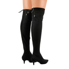 Wildlederstiefel für Damen auf einem L6838-Pin schwarz 1