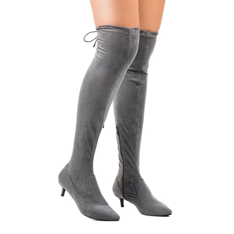 Wildlederstiefel für Damen auf einem L6838-Pin grau 1