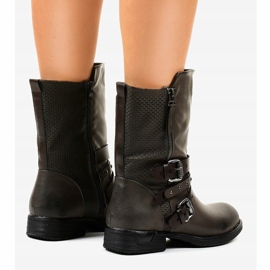 Graue flache isolierte Damenstiefel F1803 4