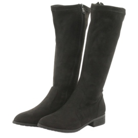 M.Daszyński Schwarze Stretch-Stiefel mit flachem Absatz MR1602 3