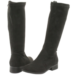 M.Daszyński Schwarze Stretch-Stiefel mit flachem Absatz MR1602 4