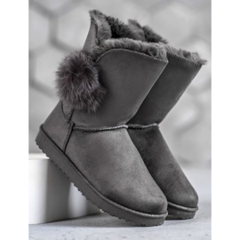 SHELOVET Mukluki mit Pompom grau 2