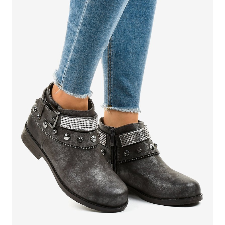 Graue Stiefel verziert mit einem LL178-Reißverschluss 2