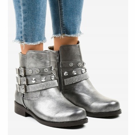 Graue Stiefel reich verziert LL179 1