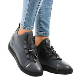 Graue, isolierte hohe Sneakers mit Keilabsatz XY-35 1