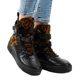 Schwarze flache Sneakers Y-205 mehrfarbig 1