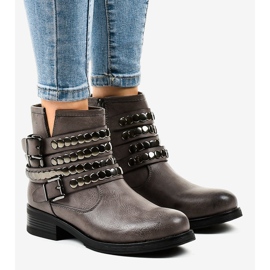 Graue flache isolierte Damenstiefel F1608 1