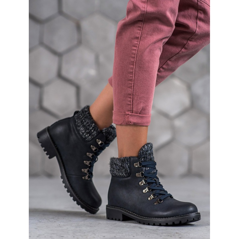 SHELOVET Marineblaue Stiefel 2