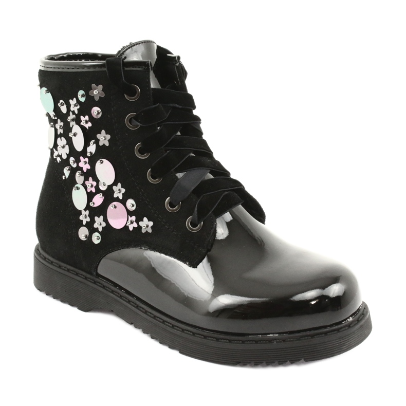 Evento 1433 Lackierte Paillettenstiefel schwarz 1