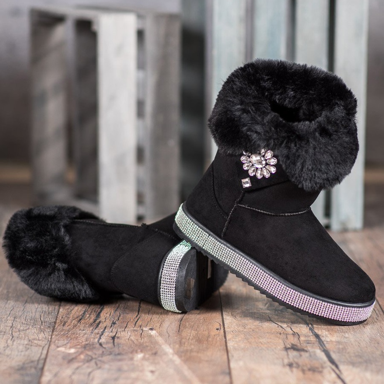SHELOVET Schneeschuhe mit Zirkonia schwarz 1