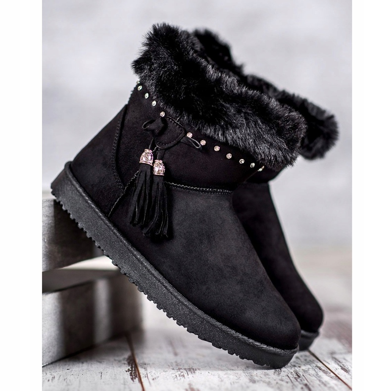 SHELOVET Mukluki mit Kristallen schwarz 1