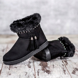 SHELOVET Mukluki mit Kristallen schwarz 2