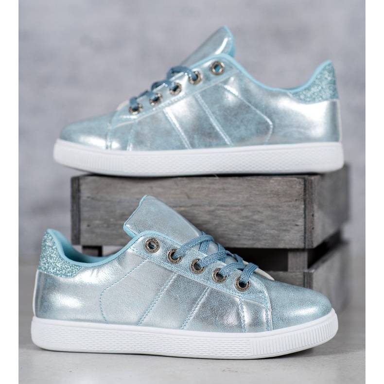 SHELOVET Sneakers mit Glitzer blau 2