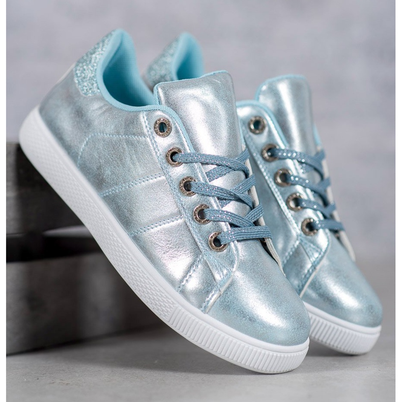 SHELOVET Sneakers mit Glitzer blau 1